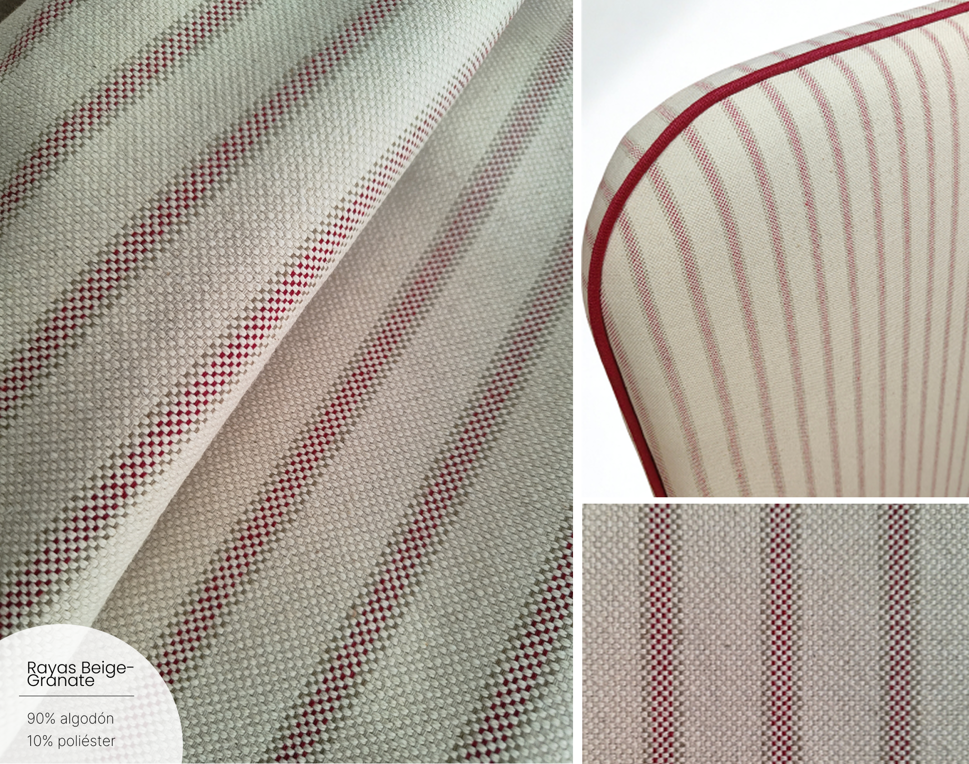 Tela frontal: Rayas Beige-Granate