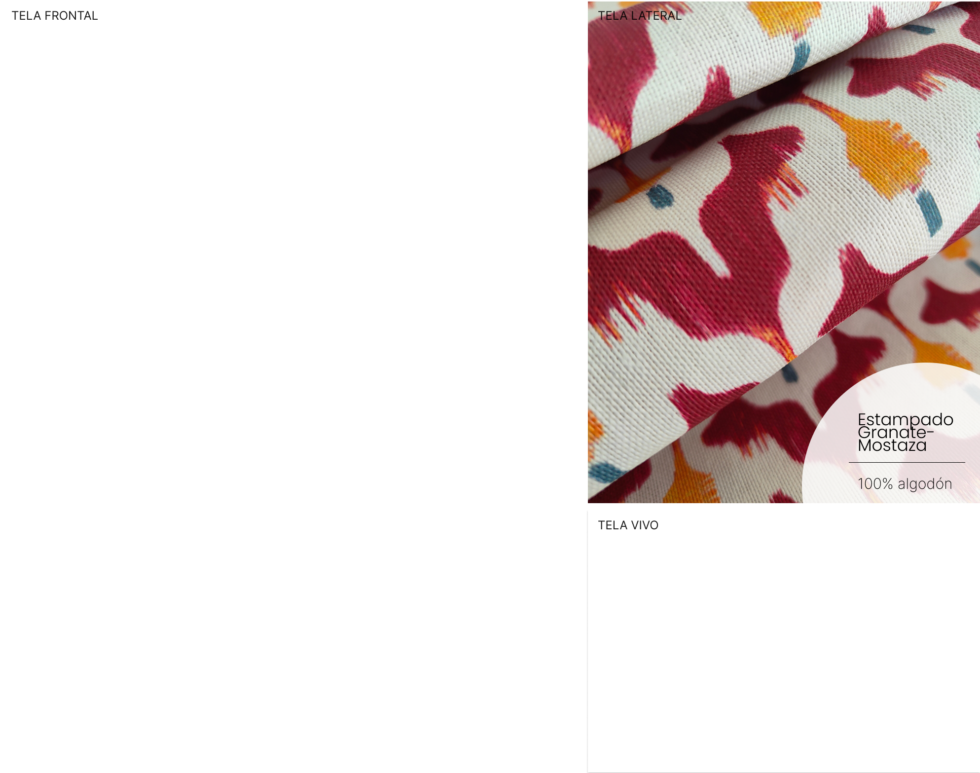 Tela lateral: Estampado Granate-Mostaza