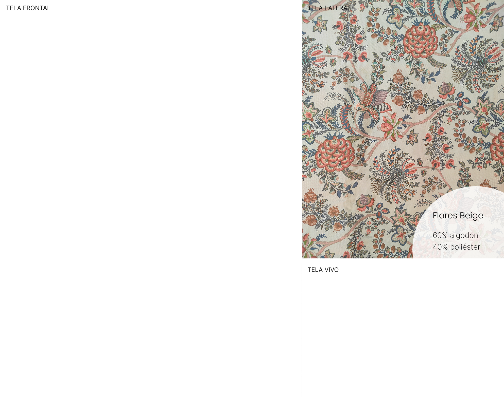 Tela lateral: Flores Beige