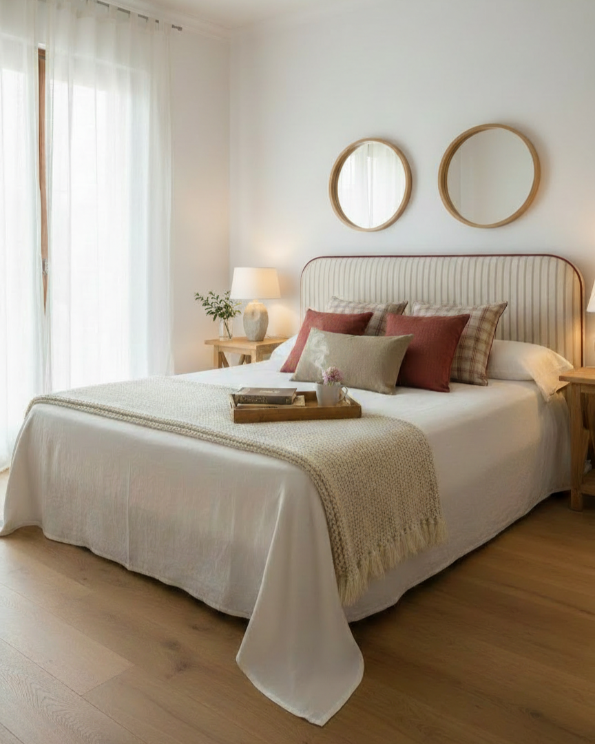 Cabecero Doble Trapa Rayas Granates